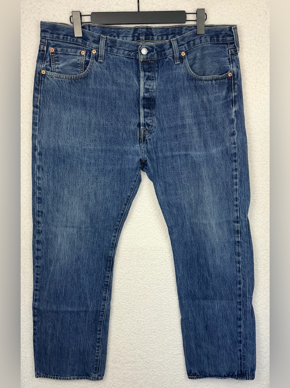 LEVI’S • Classic Blue Straight Fit Button-Fly Denim Jeans, 40x32 - Picture 2 of 10